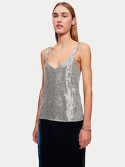 Jigsaw Silver Sequin Cami - Image 3 of 6