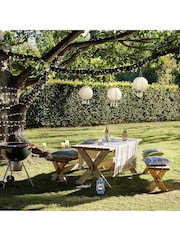 Lights4fun Cream Set of 3 Tassel Solar Hanging Outdoor Lanterns - Image 1 of 2
