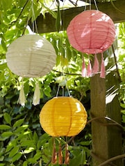 Lights4fun Set of 3 Tassel Solar Hanging Lanterns - Image 1 of 2