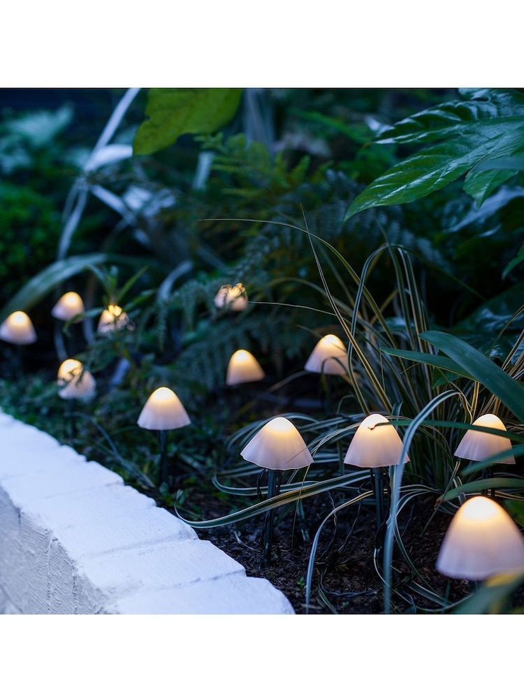 Lights4fun 12 Mini Mushroom Solar Garden Stake Lights - Image 2 of 4