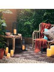 Lights4fun Large Solar Powered Black Metal Garden Candle Outdoor Lantern - Image 4 of 8