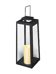 Lights4fun Large Solar Powered Black Metal Garden Candle Outdoor Lantern - Image 8 of 8