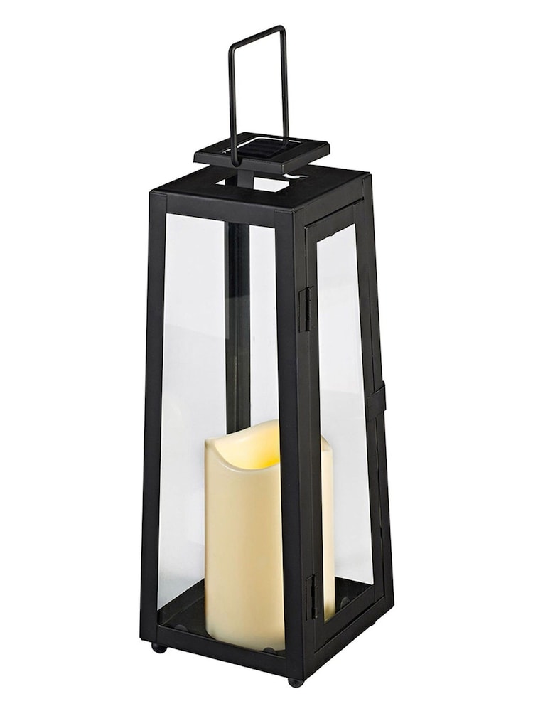 Lights4fun Solar Powered Black Metal Garden Candle Outdoor Lantern - Image 10 of 10