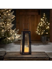 Lights4fun Solar Powered Black Metal Garden Candle Outdoor Lantern - Image 8 of 10