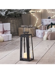 Lights4fun Solar Powered Black Metal Garden Candle Outdoor Lantern - Image 9 of 10