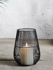 Lights4fun Black Metal Wire Garden Lantern with TruGlow Outdoor Candle - Image 1 of 4