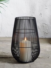 Lights4fun Black Metal Wire Garden Lantern with TruGlow Outdoor Candle - Image 3 of 4