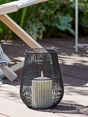Lights4fun Black Metal Wire Garden Lantern with TruGlow Outdoor Candle - Image 4 of 4