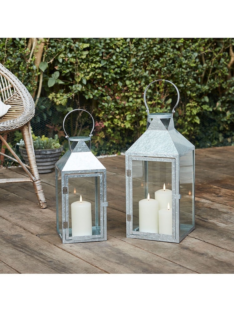 Lights4fun Large Metal Outdoor Lantern With TruGlow Candle Trio - Image 1 of 7