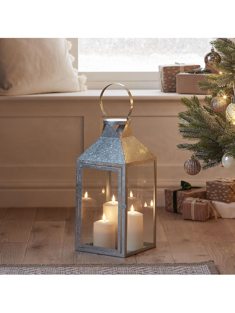 Lights4fun Large Metal Outdoor Lantern With TruGlow Candle Trio - Image 2 of 7
