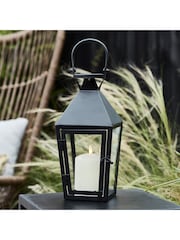 Lights4fun Black Garden Lantern With TruGlow® Outdoor Candle - Image 1 of 3