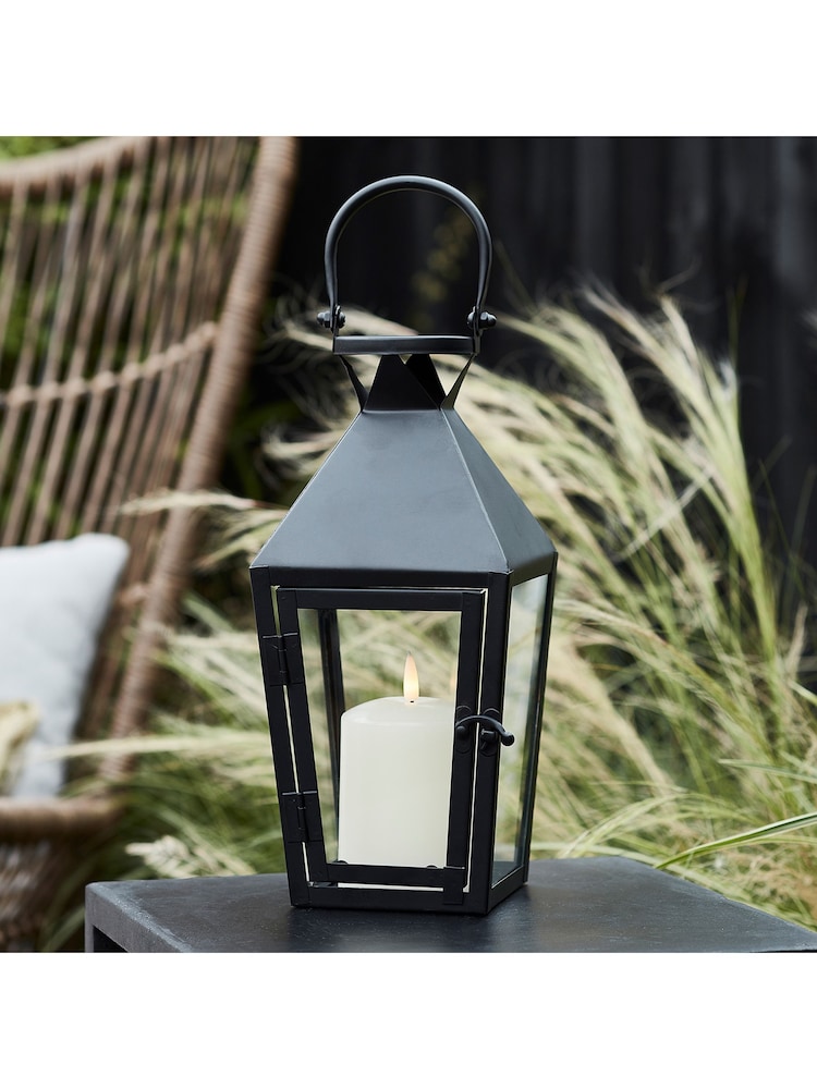 Lights4fun Black Garden Lantern With TruGlow® Outdoor Candle - Image 1 of 3