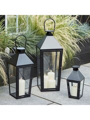 Lights4fun Black Garden Lantern With TruGlow® Outdoor Candle - Image 2 of 3