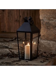 Lights4fun Black Outdoor Garden Lantern with TruGlow® Candle - Image 4 of 6