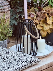 Lights4fun Black Large Slatted Outdoor Lantern with Truglow LED Candle - Image 3 of 6