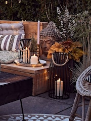 Lights4fun Black Large Slatted Outdoor Lantern with Truglow LED Candle - Image 4 of 6