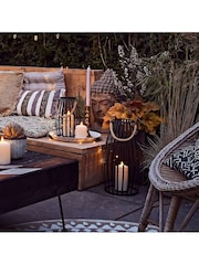 Lights4fun Black Slatted Outdoor Lantern with Truglow LED Candle - Image 2 of 5