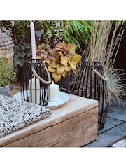 Lights4fun Black Slatted Outdoor Lantern with Truglow LED Candle - Image 3 of 5