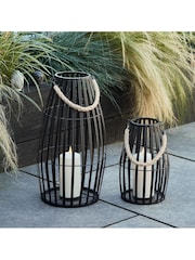 Lights4fun Black Slatted Outdoor Lantern with Truglow LED Candle - Image 4 of 5