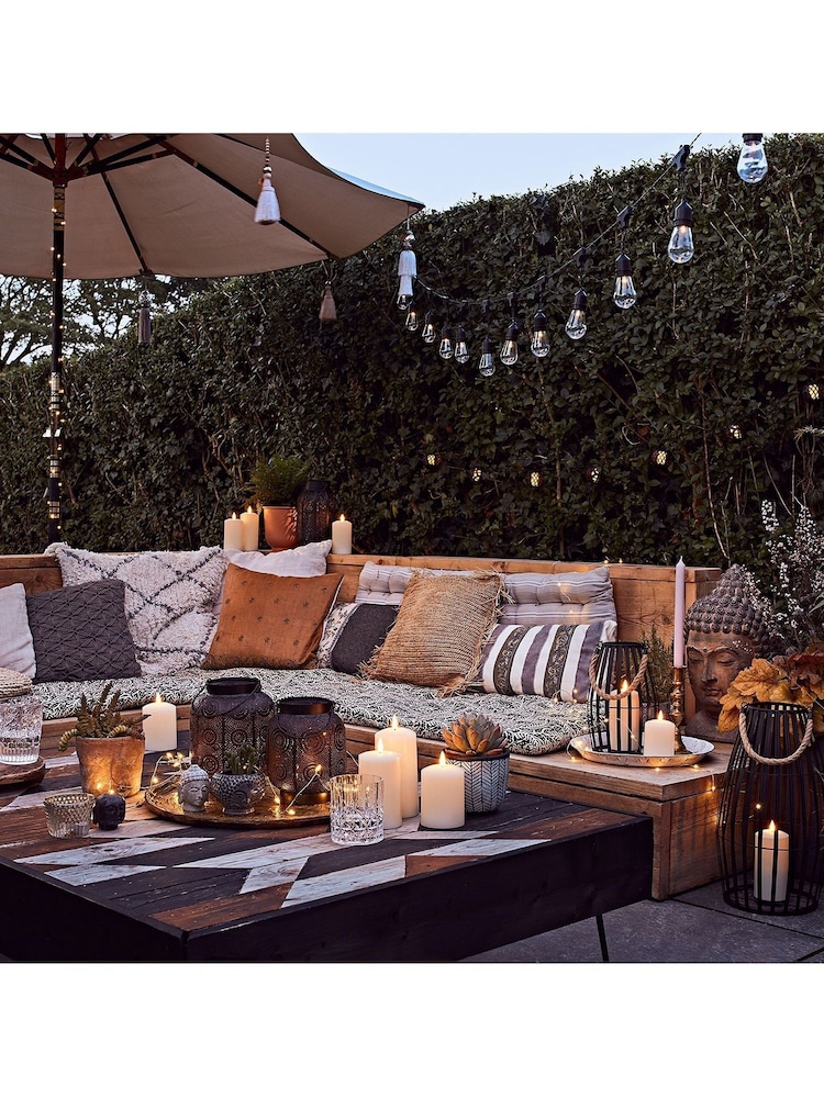 Lights4fun Black Slatted Outdoor Lantern with Truglow LED Candle - Image 5 of 5
