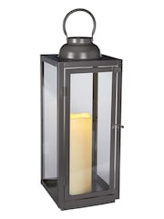 Lights4fun Grey Slate Metal Outdoor Battery Operated LED Candle Lantern - Image 1 of 8