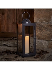 Lights4fun Grey Slate Metal Outdoor Battery Operated LED Candle Lantern - Image 2 of 8