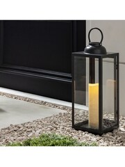 Lights4fun Grey Slate Metal Outdoor Battery Operated LED Candle Lantern - Image 6 of 8