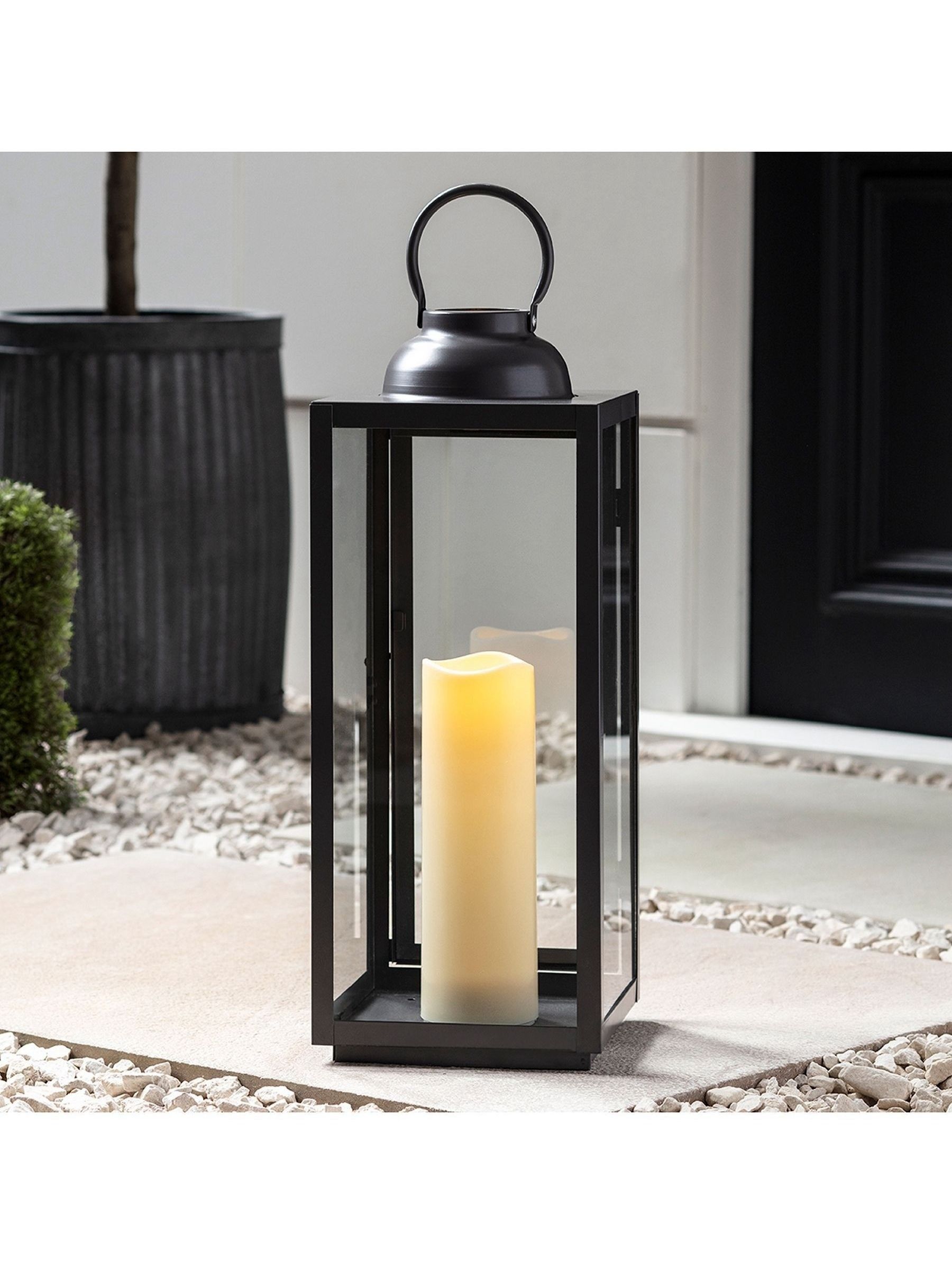 Buy Lights4fun Grey Slate Metal Outdoor Battery Operated LED Candle Lantern from the Next UK online shop