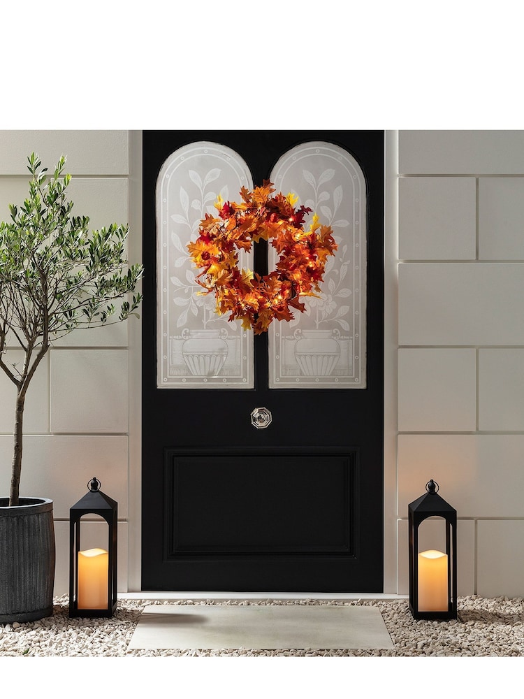 Lights4fun Black Metal Battery Operated Outdoor LED Candle Lantern - Image 1 of 13