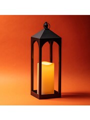 Lights4fun Black Metal Battery Operated Outdoor LED Candle Lantern - Image 10 of 13