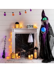 Lights4fun Black Metal Battery Operated Outdoor LED Candle Lantern - Image 11 of 13