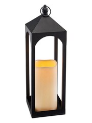 Lights4fun Black Metal Battery Operated Outdoor LED Candle Lantern - Image 12 of 13
