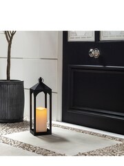 Lights4fun Black Metal Battery Operated Outdoor LED Candle Lantern - Image 2 of 13