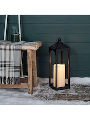 Lights4fun Black Metal Battery Operated Outdoor LED Candle Lantern - Image 3 of 13