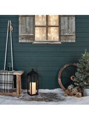 Lights4fun Black Metal Battery Operated Outdoor LED Candle Lantern - Image 4 of 13