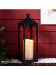 Lights4fun Black Metal Battery Operated Outdoor LED Candle Lantern - Image 7 of 13
