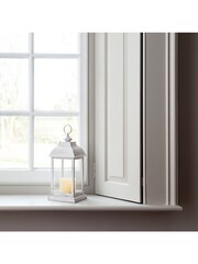 Lights4fun White Distressed Indoor Battery LED Outdoor Candle Lantern - Image 2 of 7