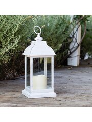 Lights4fun White Distressed Indoor Battery LED Outdoor Candle Lantern - Image 4 of 7