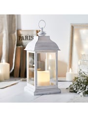 Lights4fun White Distressed Indoor Battery LED Outdoor Candle Lantern - Image 5 of 7