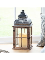 Lights4fun Rustic Wooden Battery LED Candle Outdoor Lantern - Image 1 of 7