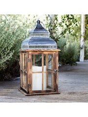 Lights4fun Rustic Wooden Battery LED Candle Outdoor Lantern - Image 2 of 7