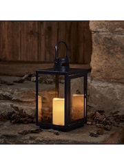 Lights4fun Black Metal Battery Operated Outdoor LED Candle Lantern - Image 2 of 14
