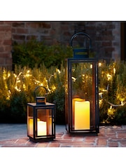 Lights4fun Black Metal Battery Operated Outdoor LED Candle Lantern - Image 4 of 14