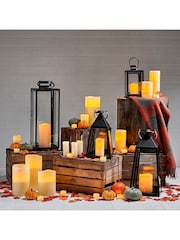 Lights4fun Black Metal Battery Operated Outdoor LED Candle Lantern - Image 9 of 14