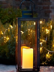 Lights4fun Black Large Metal Battery Outdoor LED Candle Lantern - Image 1 of 10