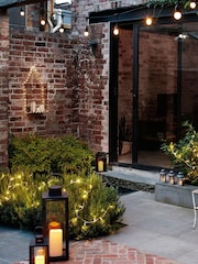 Lights4fun Black Large Metal Battery Outdoor LED Candle Lantern - Image 4 of 10