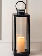 Lights4fun Black Large Metal Battery Outdoor LED Candle Lantern - Image 5 of 10