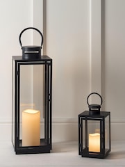 Lights4fun Black Large Metal Battery Outdoor LED Candle Lantern - Image 6 of 10
