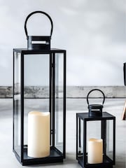 Lights4fun Black Large Metal Battery Outdoor LED Candle Lantern - Image 7 of 10