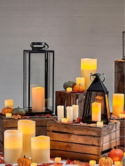 Lights4fun Black Large Metal Battery Outdoor LED Candle Lantern - Image 8 of 10